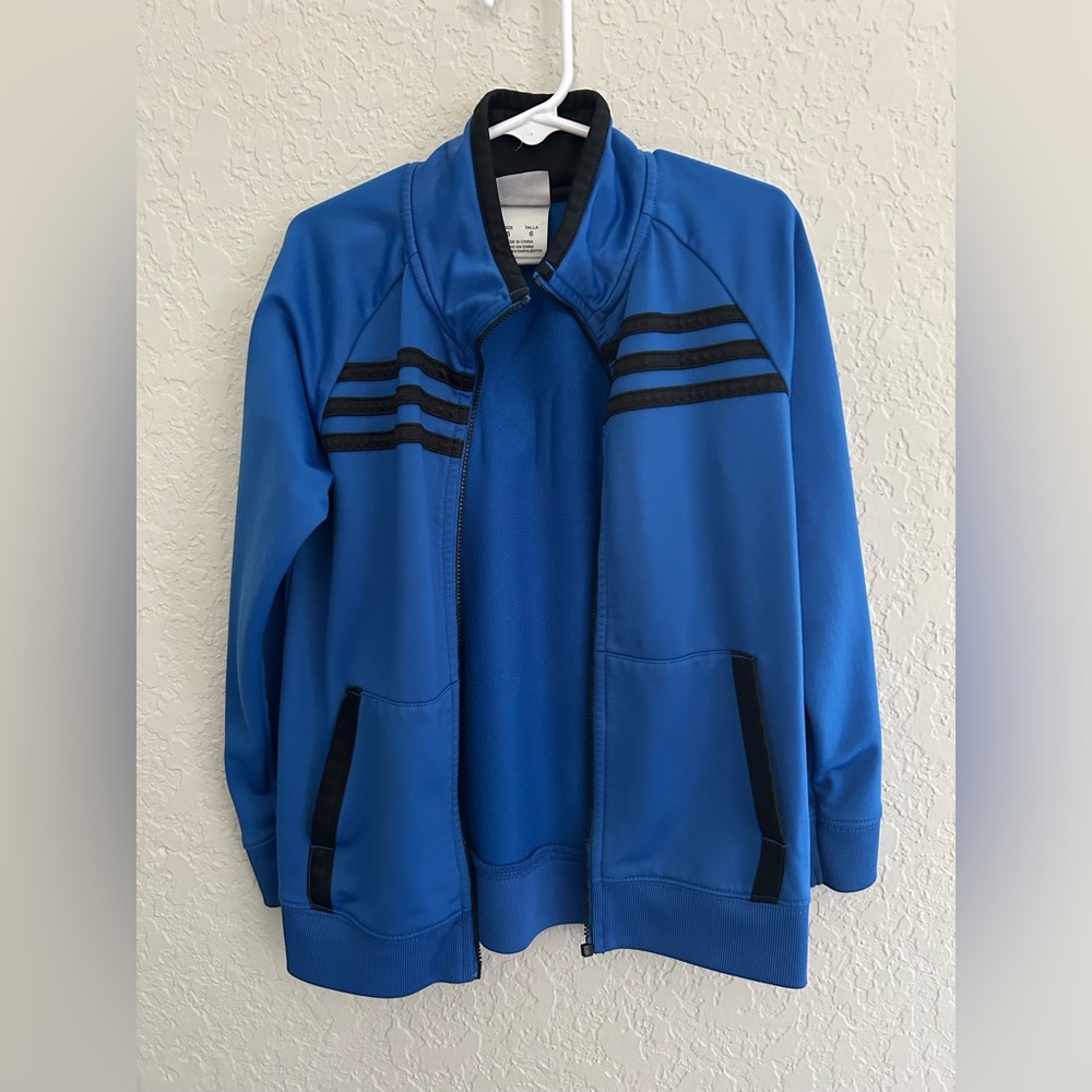 adidas Blue Windbreaker with Black Stripes